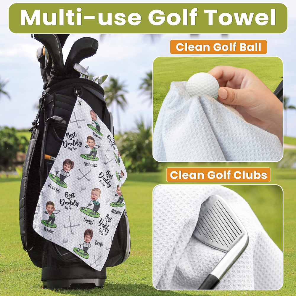 Best Dad By Par Best Papa By Par - Personalized Photo Golf Towel