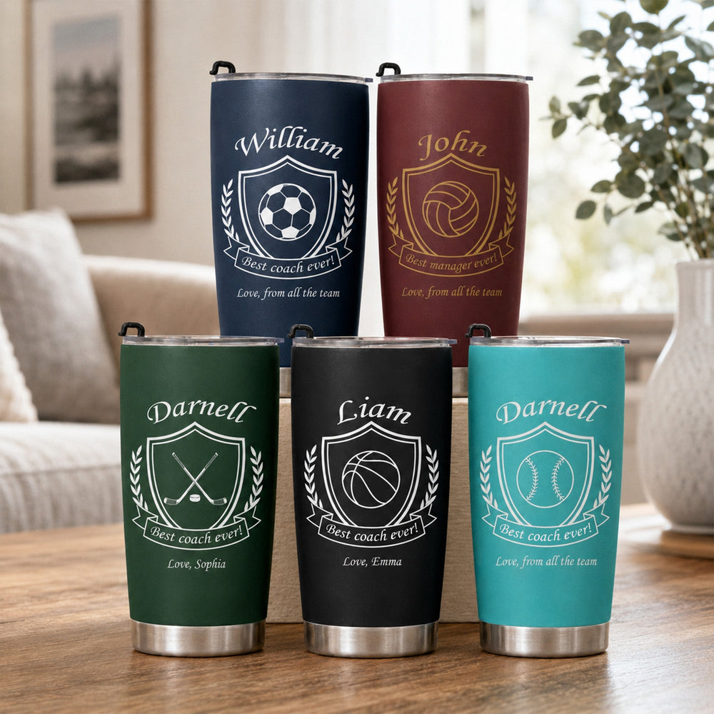 Personalized Best Coach Ever Tumbler, Custom Sports Coach Gift for Baseball Basketball Soccer Football