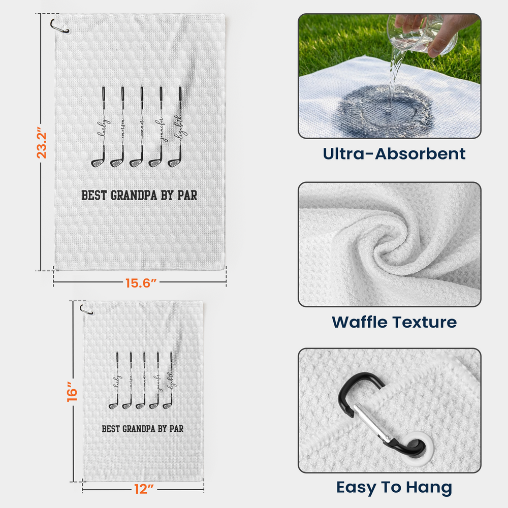 Best Dad By Par, Best Grandpa By Par - Personalized Golf Towel