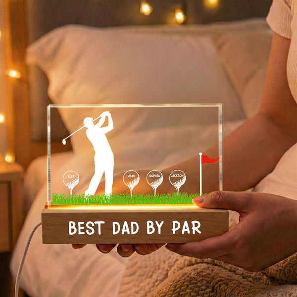 Best Dad By Par Custom Name Golf Dad - Personalized Night Light