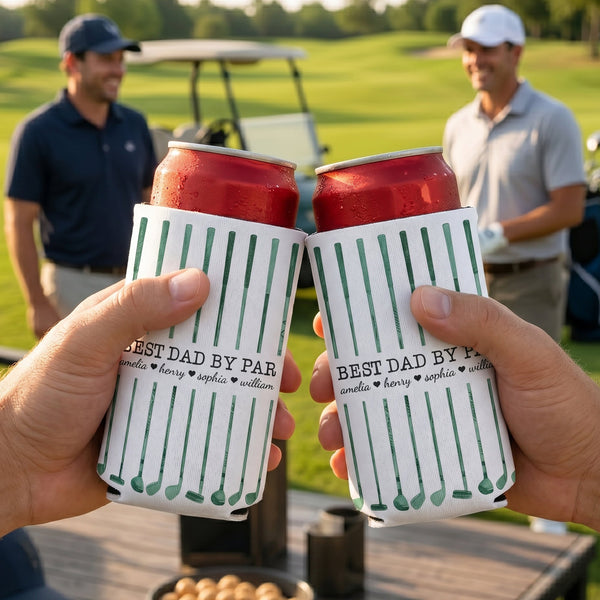 Best Dad By Par Custom Name Golf Dad - Personalized Can Cooler