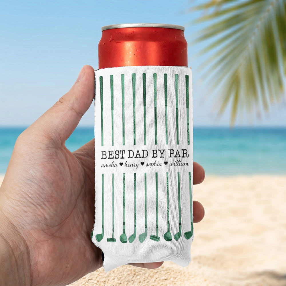 Best Dad By Par Custom Name Golf Dad - Personalized Can Cooler