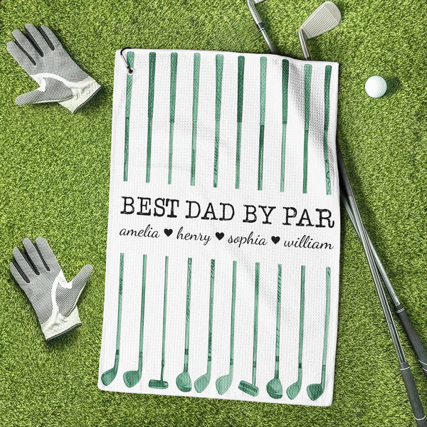 Best Dad By Par Custom Name Golf Dad - Personalized Golf Towel