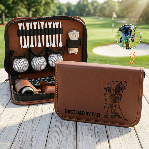Best Dad By Par Custom Photo Sketch Line Art - Personalized Golf Bag
