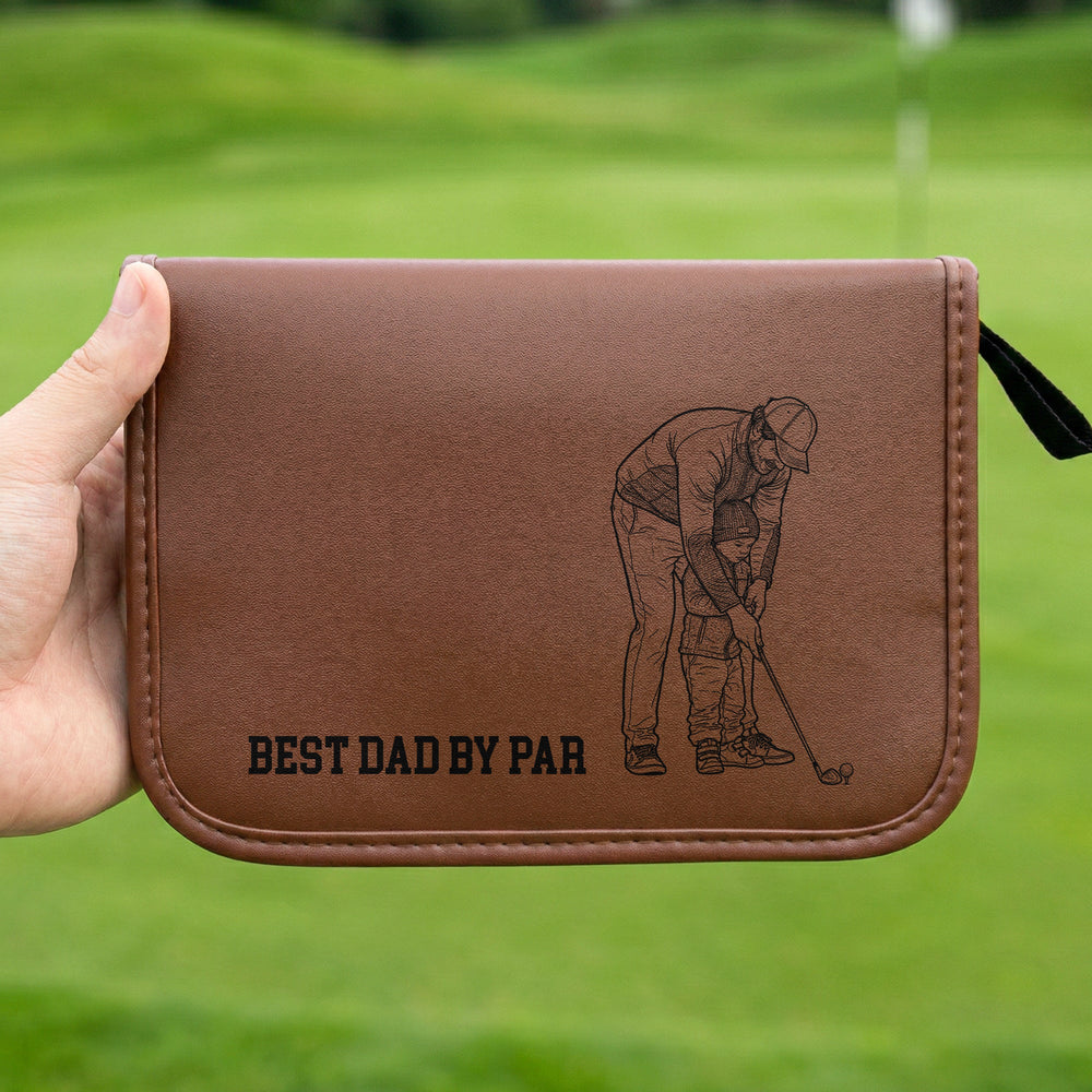 Best Dad By Par Custom Photo Sketch Line Art - Personalized Golf Bag