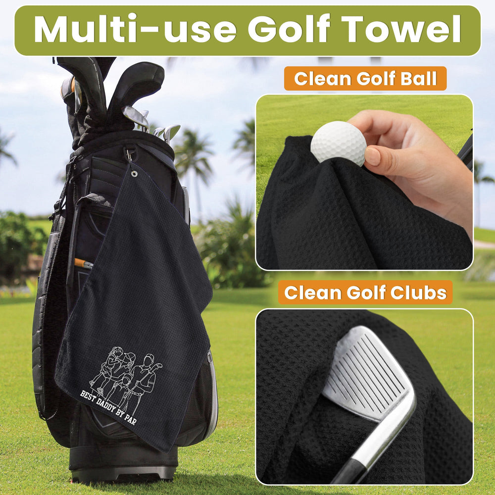 Best Dad By Par Faceless Sketch Art - Personalized Golf Towel