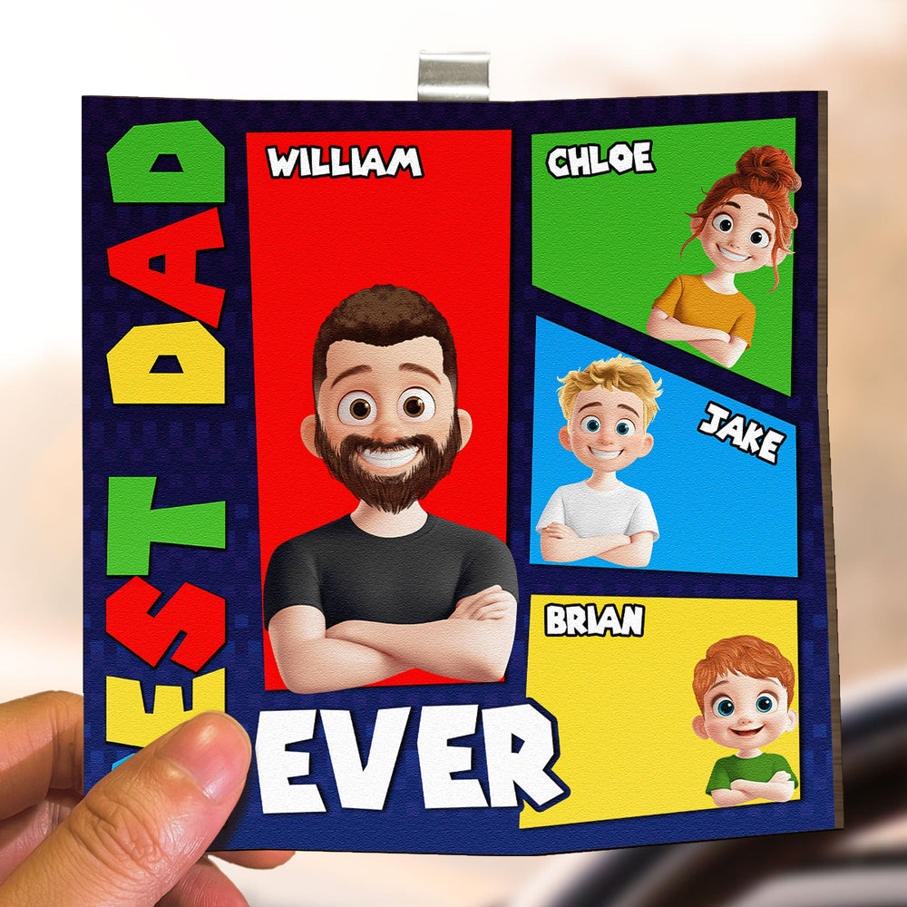 Best Dad Ever Arcade Theme - Personalized Car Visor Clip | Retro Gamer Dad Gift