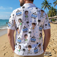 Best Dad Ever Custom Cute Kid Face Father's Day Gift For Dad, Husband, Grandpa - Personalized Polo Shirt | Funny Family Gift For Him