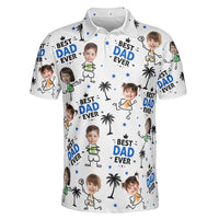 Best Dad Ever Custom Cute Kid Face Father's Day Gift For Dad, Husband, Grandpa - Personalized Polo Shirt | Funny Family Gift For Him