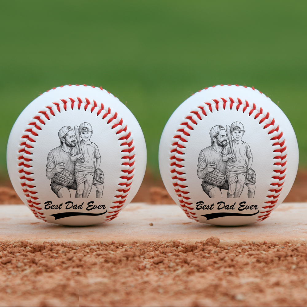 Best Dad Ever Photo Sketch Line Art Father's Day Gift For Dad, Husband - Personalized Baseball