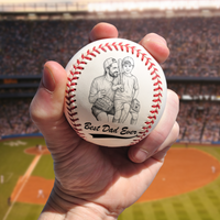 Best Dad Ever Photo Sketch Line Art Father's Day Gift For Dad, Husband - Personalized Baseball