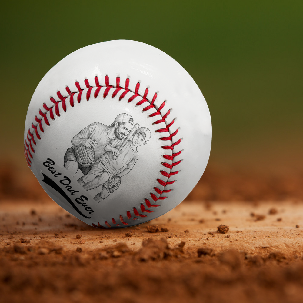 Best Dad Ever Photo Sketch Line Art Father's Day Gift For Dad, Husband - Personalized Baseball