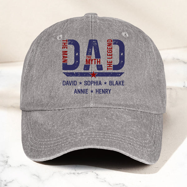 Best Dad Ever The Man, The Myth, The Legend - Personalized Cap