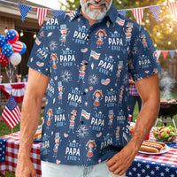 Best Dad Ever USA Flag - Personalized Hawaiian Shirt