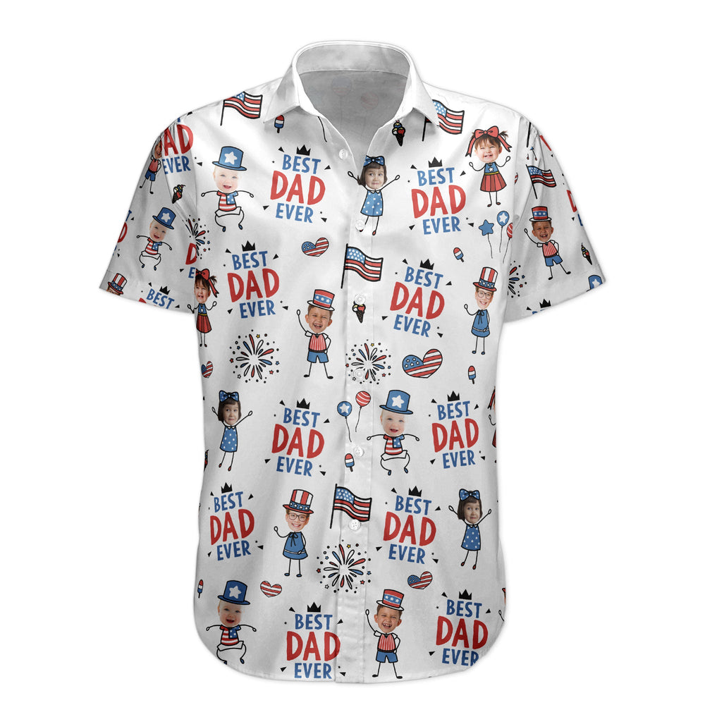 Best Dad Ever USA Flag - Personalized Hawaiian Shirt