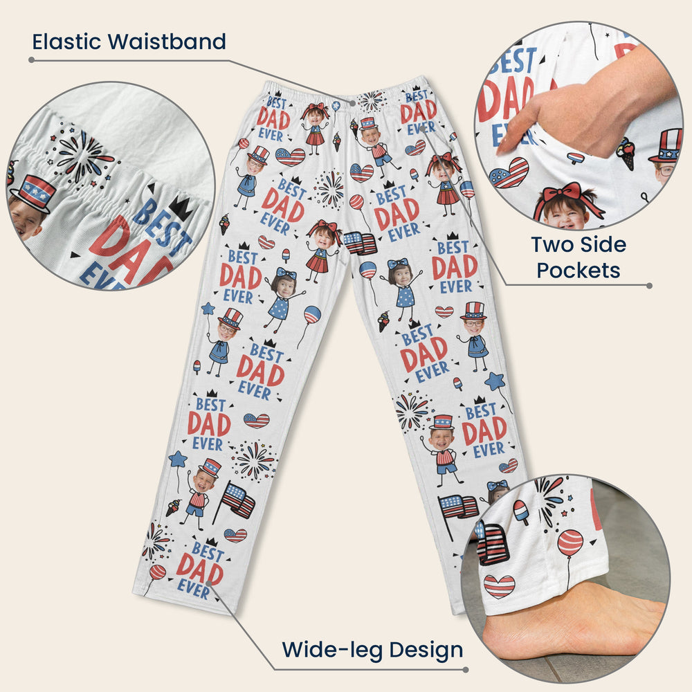 Best Dad Ever USA Flag - Personalized Lounge Pants | Cozy Father’s Day Gift For Dad & Husband