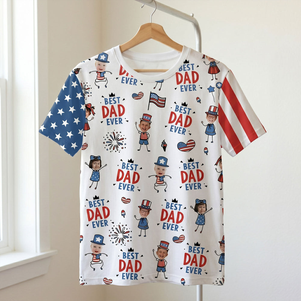 Best Dad Ever USA Flag - Personalized Shirt | Patriotic Gift For Dad