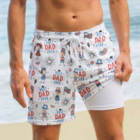 Best Dad Ever USA Flag Patriotic - Personalized Shorts