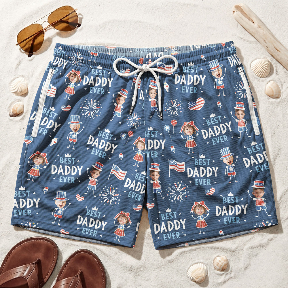 Best Dad Ever USA Flag Patriotic - Personalized Shorts