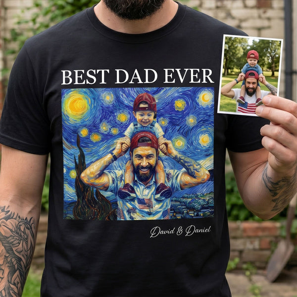 Best Dad Ever Van Gogh Art - Personalized Shirt