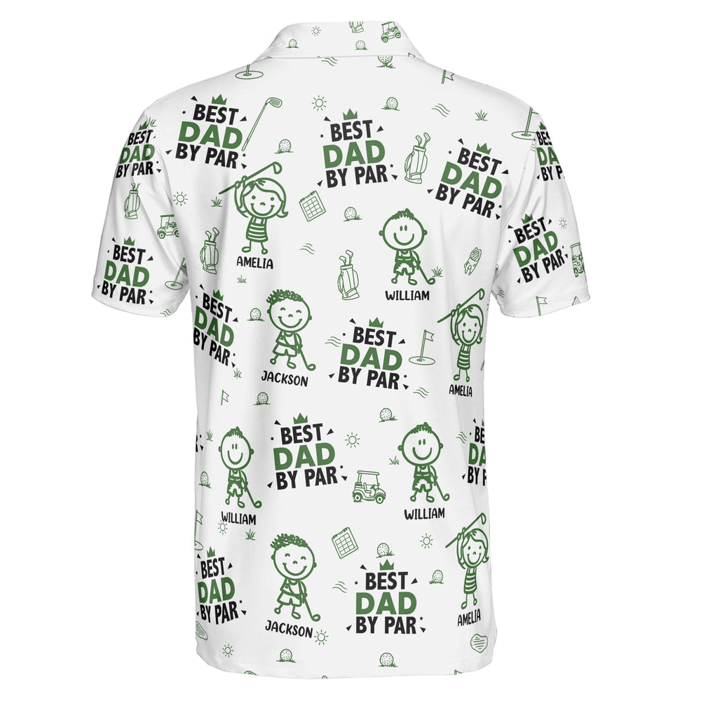 Best Dad, Grandpa By Par, Cute Kids Art, Toile De Jouy - Personalized Polo Shirt