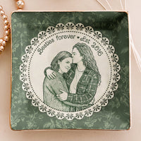 Best Friends Gift For Her Custom Photo Sketch Line Art - Personalized Jewelry Dish