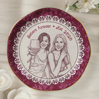 Best Friends Gift For Her Custom Photo Sketch Line Art - Personalized Jewelry Dish