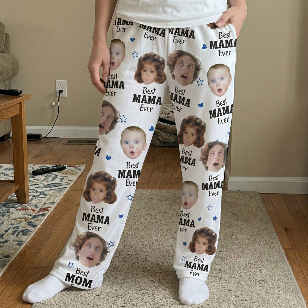 Best Mom Ever Gift For Mom Custom Kids Faces - Personalized Lounge Pants