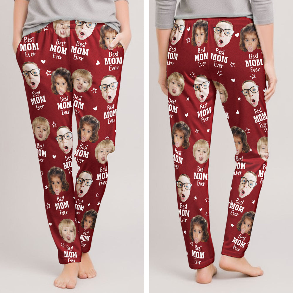 Best Mom Ever Gift For Mom Custom Kids Faces - Personalized Lounge Pants