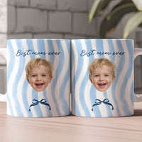 Best Mom Ever Pastel Coquette Stripe - Personalized Mug