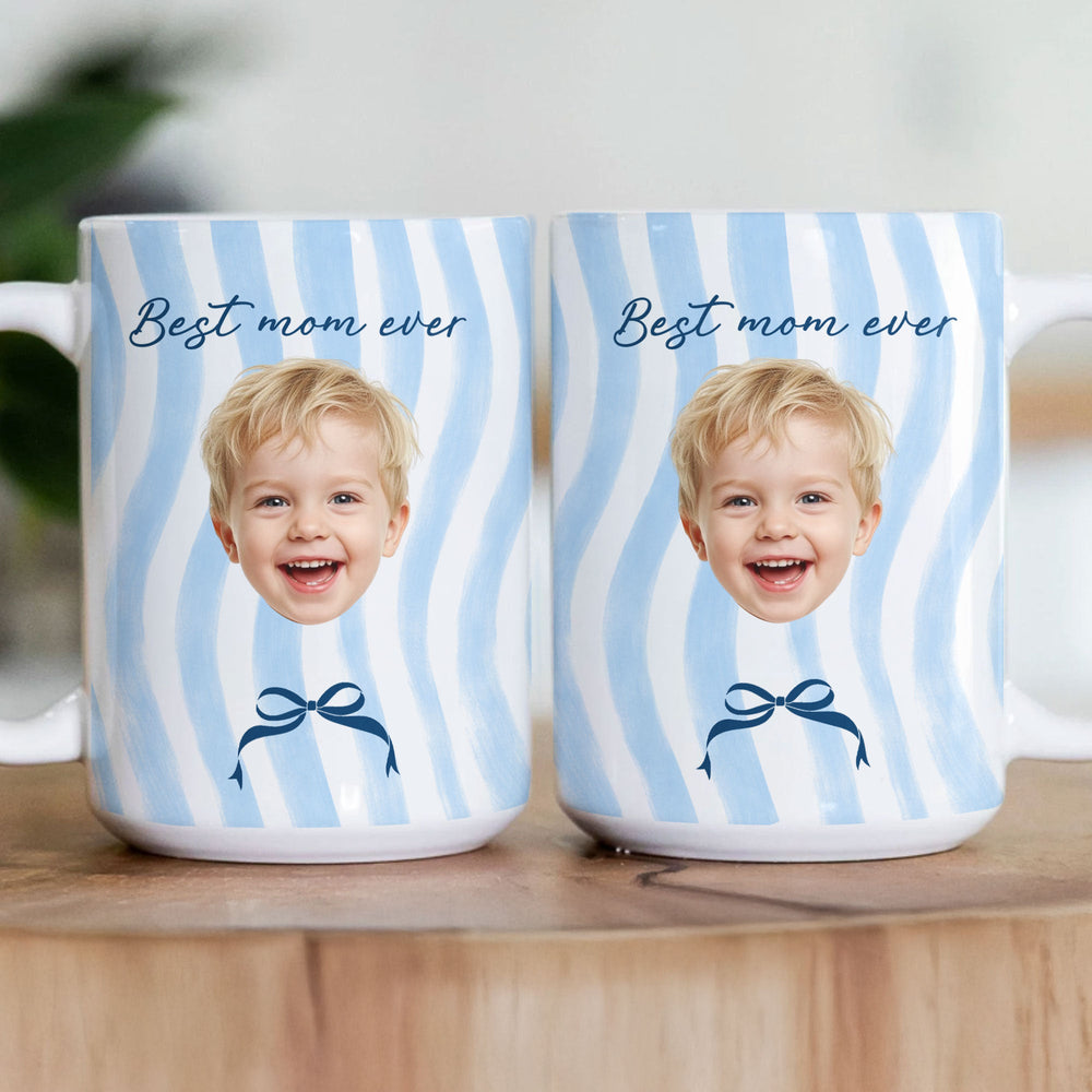Best Mom Ever Pastel Coquette Stripe - Personalized Mug