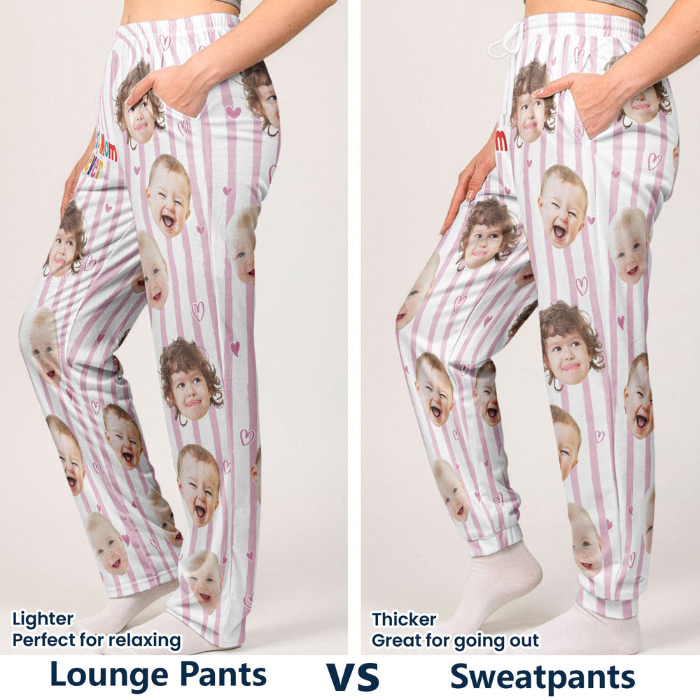 Best Mom Ever Striped Pattern - Personalized Photo Sweatpants, Lounge Pants With Pockets