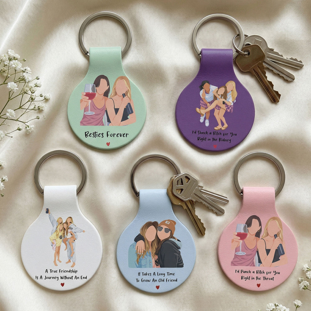 Besties Forever Turn Your Photo Into Faceless Art Style - Personalized Keychain