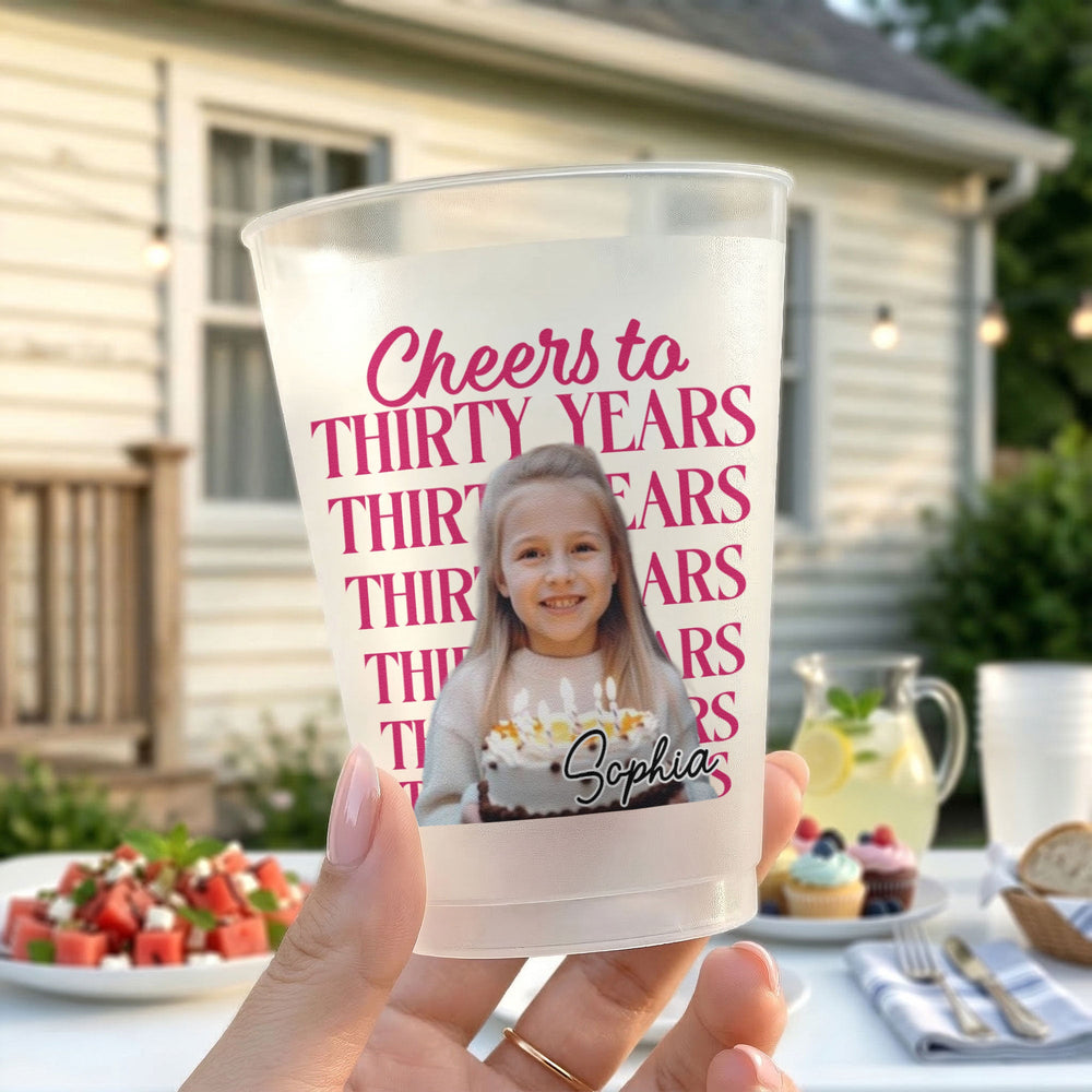 Custom Photo Birthday Frosted Cups – Personalized Birthday Cheers Favors