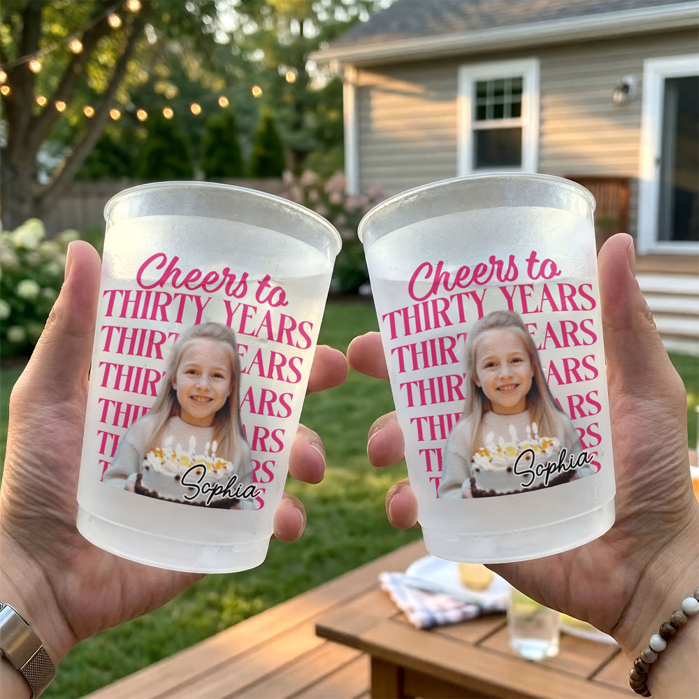 Custom Photo Birthday Frosted Cups – Personalized Birthday Cheers Favors