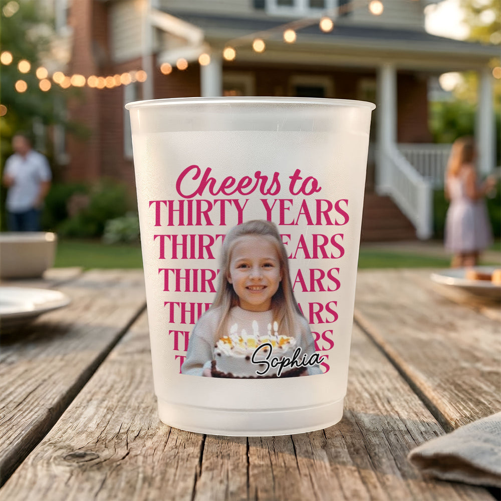 Custom Photo Birthday Frosted Cups – Personalized Birthday Cheers Favors