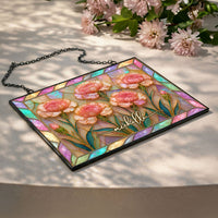 Birth Flower Mother-Of-Pearl Home Decor - Personalized Window Hanging Suncatcher | Floral Decor Gift