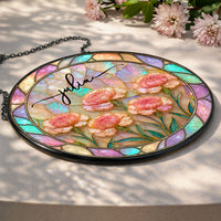 Birth Flower Mother Of Pearl Home Decor - Personalized Window Hanging Suncatcher | Elegant Floral Gift