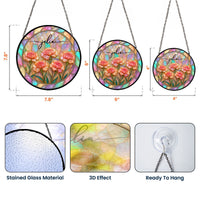 Birth Flower Mother Of Pearl Home Decor - Personalized Window Hanging Suncatcher | Elegant Floral Gift