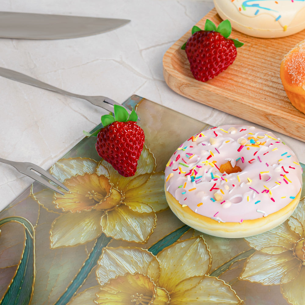 Birth Flower Mother-Of-Pearl Kitchen Decor - Personalized Cutting Board | Elegant Floral Kitchen Gift