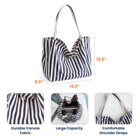 Personalized Birth Month Flower Striped Canvas Tote Bag