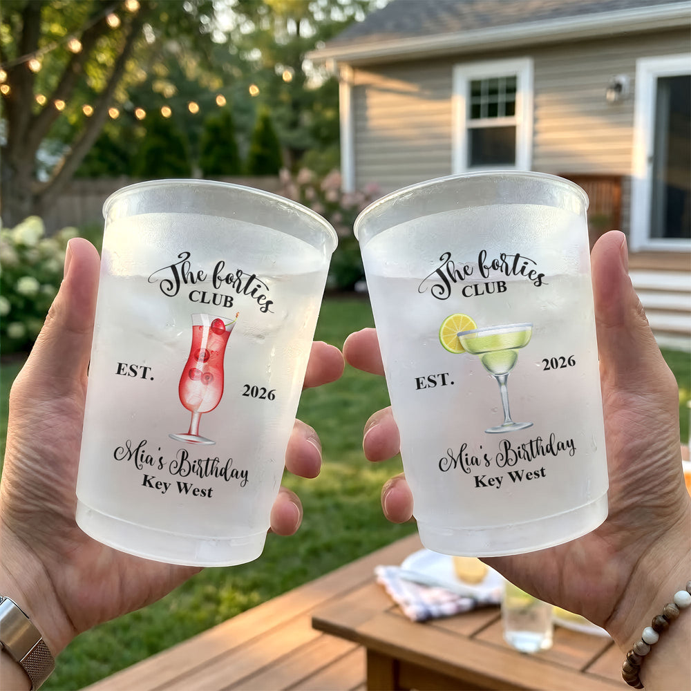 Personalized Birthday Club Frosted Cups – Custom Name & Year Birthday Party Favors