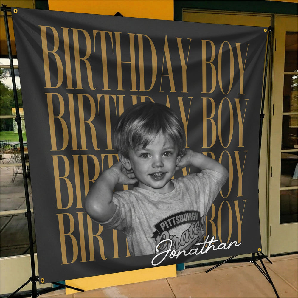 Personalized Childhood Photo Birthday Backdrop – Custom Face Party Decoration Banner