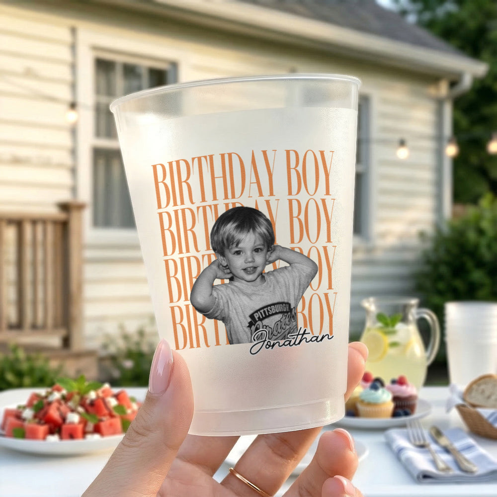 Personalized Childhood Photo Birthday Frosted Cups – Custom Face Photo Party Favors