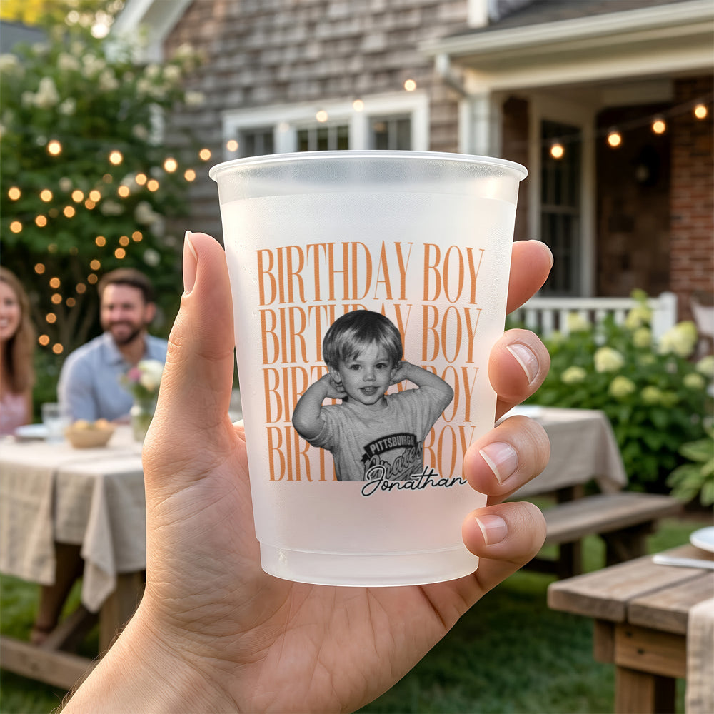 Personalized Childhood Photo Birthday Frosted Cups – Custom Face Photo Party Favors