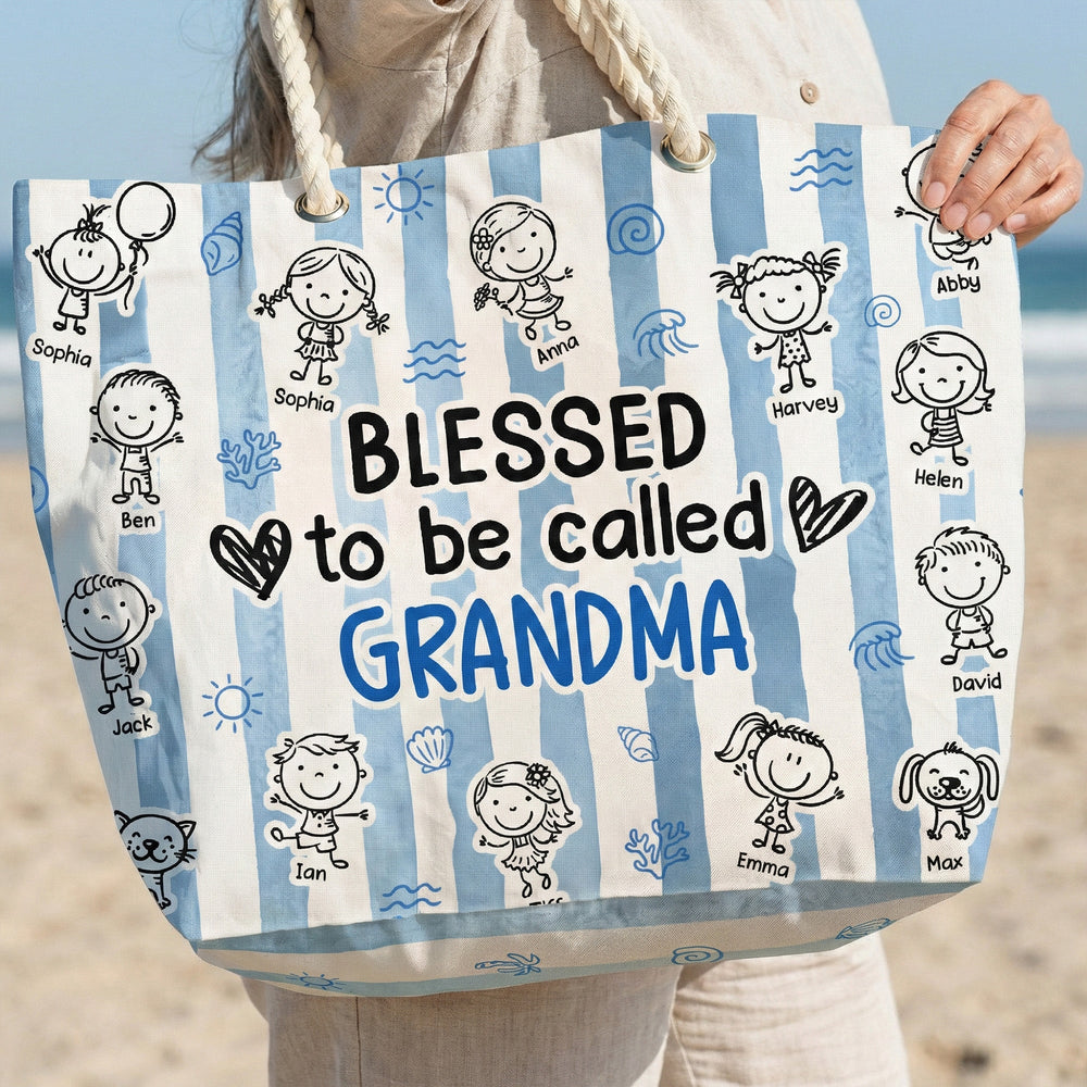 Blessed To Be Called Grandma - Personalized Beach Bag