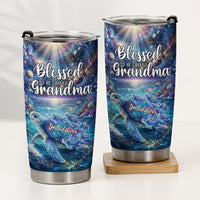 Blessed To Being Called Grandma Turtle With Kids' Names - Personalized Tumbler