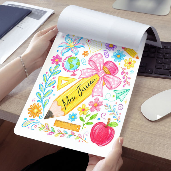 Boho Floral Pencil - Personalized Clipboard | Cute Teacher Desk Accessory Gift