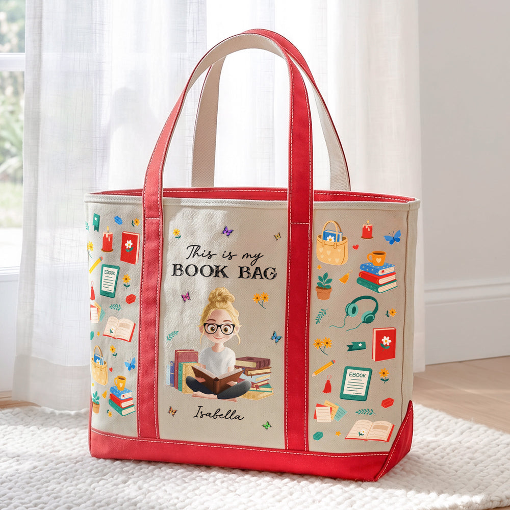 Book Bag, Reader Bag For Girl, Woman - Personalized Tote Bag