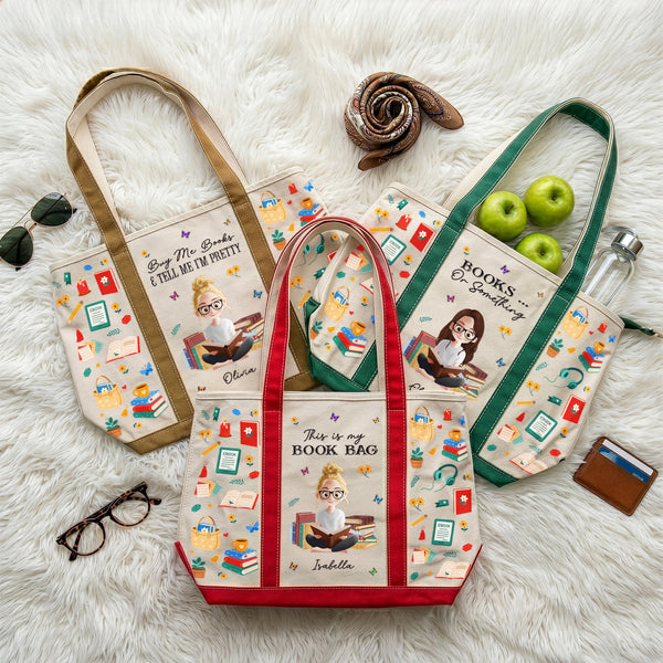 Book Bag, Reader Bag For Girl, Woman - Personalized Tote Bag